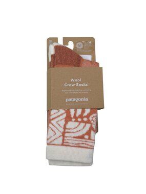 Patagonia Wool Crew Socks M Orange/White Slightly Irregular USA Made Breathable
